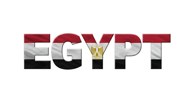Egypt Text Design with National Flag On Isolated Transparent Background