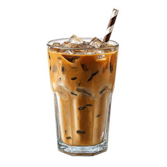 Obraz na płótnie Canvas Iced Coffee with Straw, isolated on transparent background