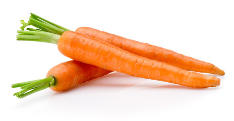 Three fresh carrot isolated on white background
