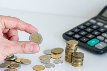 Stacked Coins with Calculator