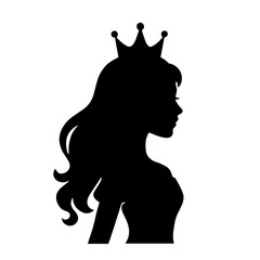 Black and white vector silhouette of a princess on a white background   © Blakez