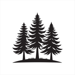 trees group vector silhouette clip art logo design illustration