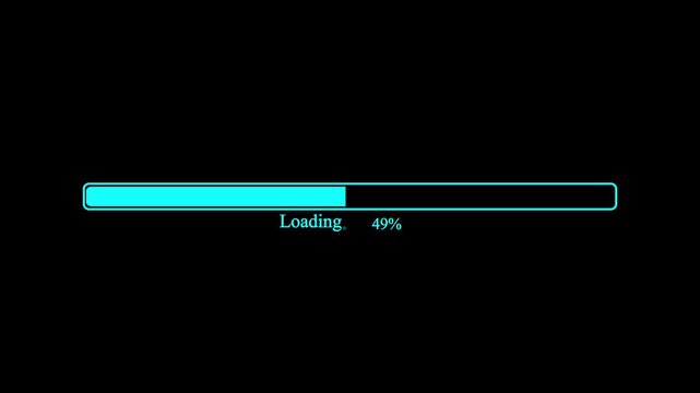Loading Process Animation on Black Background,designed as digital overlay element for loading screens, software interfaces, updates, or technological processes.