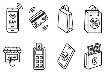 Payment icons mobile shopping credit card store transaction