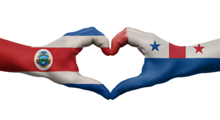 Friendship Between Costa Rica and Panama Hands Making Heart On Isolated Transparent Background