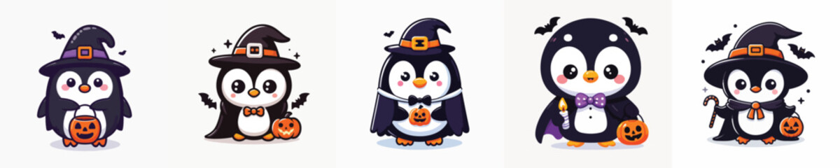 Fototapeta premium penguin vector in Halloween costume
