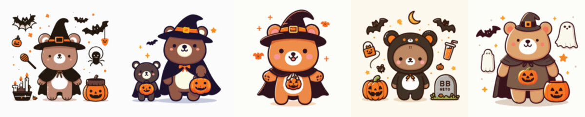bear vector in Halloween costume