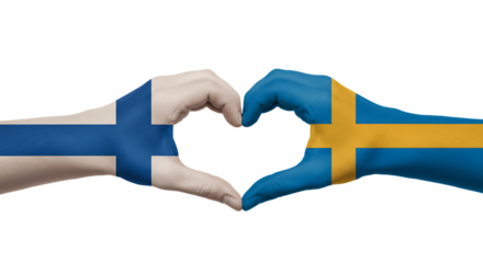 Love Friendship Between Finland and Sweden Flags On Isolated Transparent Background