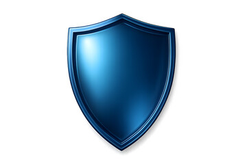 Blue metallic shield icon symbolizing protection, safety, cybersecurity, antivirus defense, privacy, online security and trust, isolated with modern glossy 3D design.
