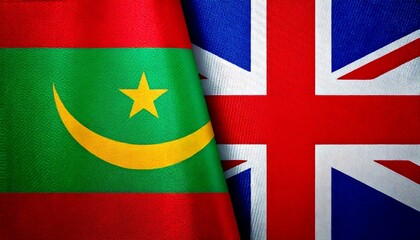 イギリスとモーリタニアの国旗。(UK flag and Mauritania flag.)
