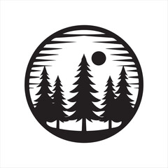 trees group vector silhouette clip art logo design illustration