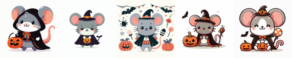 Halloween costumed mouse vector