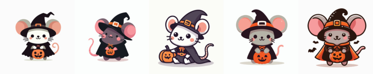 Halloween costumed mouse vector