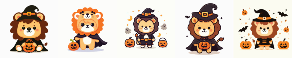 lion vector in Halloween costume