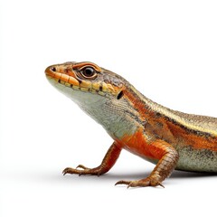 Fototapeta premium A detailed close-up of a vibrant lizard with a colorful pattern, showcasing the intricate scales and captivating features.