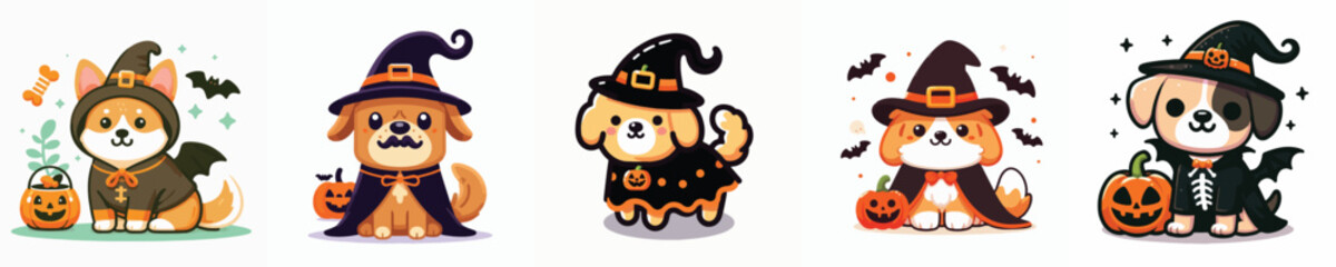 dog vector in Halloween costume