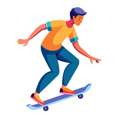 Fototapeta premium Young man skateboarding with a dynamic pose and colorful clothing