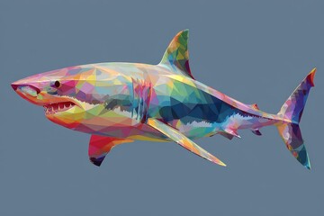 Vibrant Abstract Shark Artwork: A Bold Representation of Ocean Life