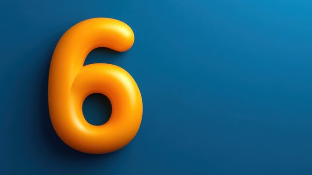 A large orange number 6 is on a blue background