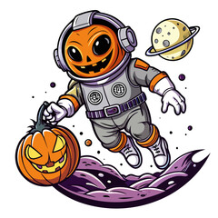 halloween pumpkin and witch