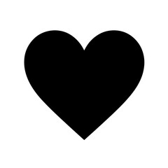 Black and white vector silhouette of a heart on a white background 
