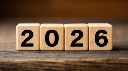 A wooden block with the numbers 2026 on it