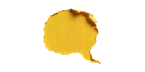 Torn Yellow Paper In Speech Bubble Shape. Creative Communication Concept Isolated On Transparent Background