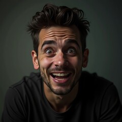 Man Smiling with Exaggerated Facial Expression Portrait