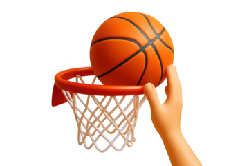 Basketball going through the hoop here isolated illustration on transparent background