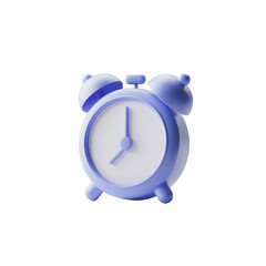 3D Render of a Cute Blue Alarm Clock Against Black Background Time Management Concept