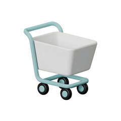 3D Render of Shopping Cart on Black Background Illustrating Retail and Ecommerce Concepts for Business and Design Applications