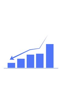 Animated down graph icon, Bar graph fall down with arrow moving animation. Stock Market Decline, Bar Graphs Falling chart.