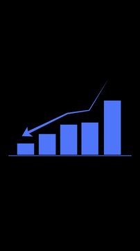 Animated down graph icon, Bar graph fall down with arrow moving animation. Stock Market Decline, Bar Graphs Falling chart.