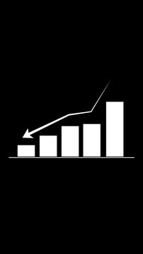 Animated down graph icon, Bar graph fall down with arrow moving animation. Stock Market Decline, Bar Graphs Falling chart.