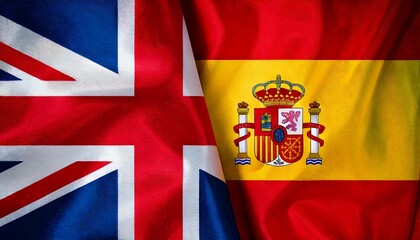イギリスとスペインの国旗。(UK flag and Spain flag.)
