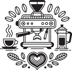 Espresso Machine Line Art Illustration