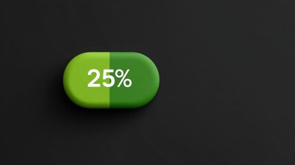 A green pill with a white number 25 on it