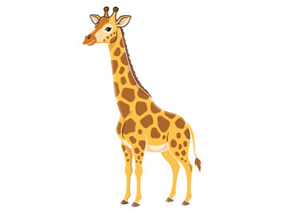 Naklejka premium Vector illustration of cute sticker cartoon giraffe standing with long neck and spotted pattern