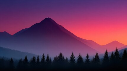 Fototapeta premium A mountain range with a purple sky in the background
