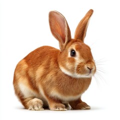 Obraz premium A cute brown bunny with long ears sitting gracefully
