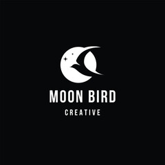 Black Moon Bird Logo Design Template 