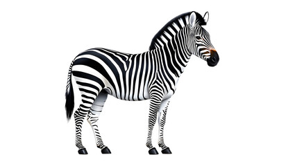 Striking Black and White Zebra Illustration, Elegant Profile, African Wildlife, Dramatic Lighting, High-Resolution Image.