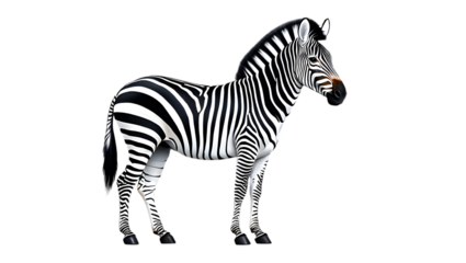 Striking Black and White Zebra Illustration, Elegant Profile, African Wildlife, Dramatic Lighting, High-Resolution Image.