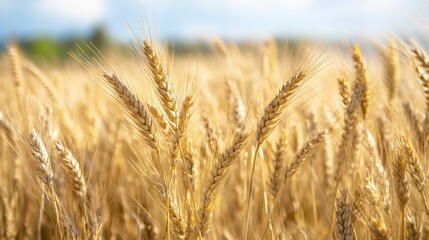 Fototapeta premium Golden wheat stalks in a field.