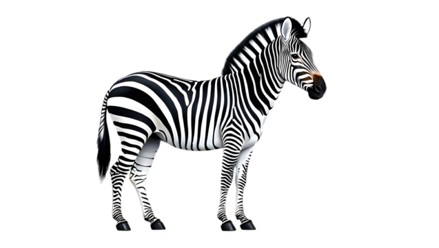 Striking Black and White Zebra Illustration, Elegant Profile, African Wildlife, Dramatic Lighting, High-Resolution Image.
