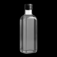 Clear bottle against black background isolated illustration on transparent background