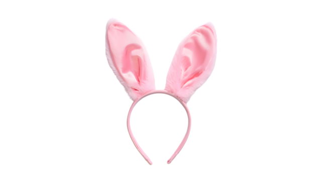 Pink Bunny Ear Headband:  Adorable Easter Accessory, Festive, Playful, Isolated on Black Background.