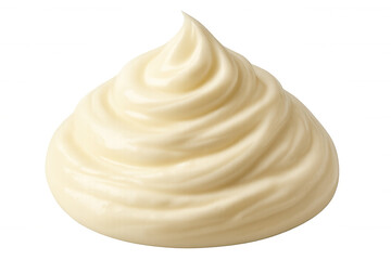 Creamy mayonnaise swirl spiraling elegantly, highlighting smooth white condiment texture on clear surface for culinary design