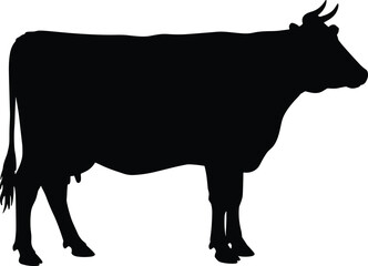 Cow silhouette, domestic farm animal, cattle outline vector, livestock graphic, black cow shape, rural farming illustration, bovine silhouette art, agriculture animal, milk producer