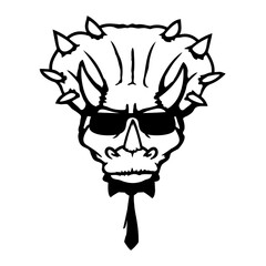 Triceratops Sunglasses Dinosaur Horns Suit Tie Cool Guy
